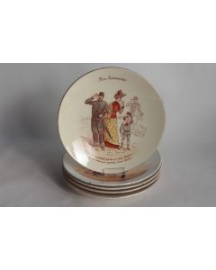 5 Assiettes parlantes Nos réservistes faïence Lunéville XIXe siècle
