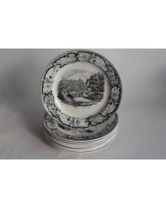 9 Assiettes faïence Vues Suisse Davenport XIXe siècle