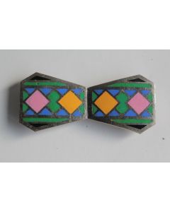 Boucle de ceinture métal émaillé Art déco