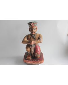 Charmeur de serpents bois sculpté polychrome Rajasthan Inde