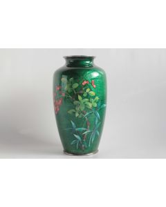 Vase émaux cloisonnés métal argenté Japon