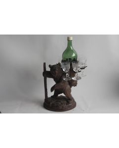 Ours cave à liqueur bois sculpté Art populaire Forêt Noire