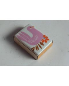 Étui Boite d'allumettes porcelaine Oiseau 1960 vintage