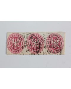 Timbres Allemagne Prusse Imp en relief bande 1 s rose 1861-65