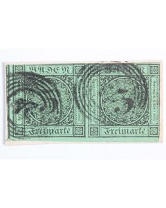 Timbres Allemagne Bade Grand duché paire 3k  noir sur couleur 1853