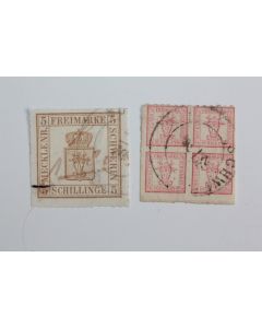 Timbres Allemagne Mecklembourg-Schwerin 4/4s et 5s 1856-67