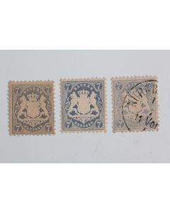 Timbres Allemagne Bavière Imp en relief 7k bleu 1875