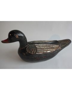 Vintage Boîte canard bois laqué mosaïque miroir