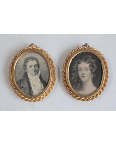 Paires cadres Gravures miniatures Portraits XIXe siècle