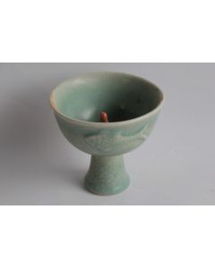 Bol à pied céramique Poisson Tortue Chine Stem cup
