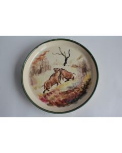 Plat faïence Sangliers M.B. Sologne Chasse