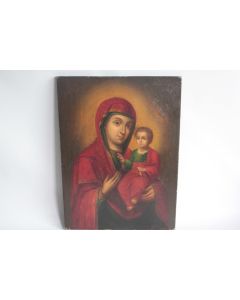 Icône Huile sur panneau Vierge à l'enfant mars 1877 XIXe siècle