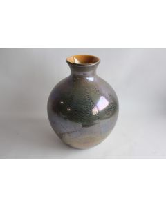 Vase verre d'art émaillé argent Japon