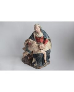 Ancienne Sculpture bois polychrome Pieta Vierge de Piété