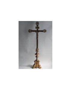 Grand Crucifix Croix d'autel laiton XIXe siècle