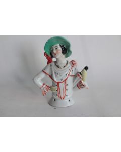 Demi figurine porcelaine Femme à l'ombrelle