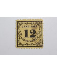 Timbres Taxe Allemagne Bade noir sur jaune 12k 1862 oblitéré