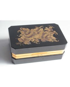 MURANO Boite Coffret à bijoux opaline noire émaillée