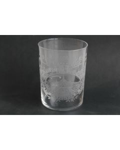 Verre gravé Souvenir de l'exposition de Lyon 1984