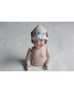 Demi figurine porcelaine biscuit Fillette bras articulés