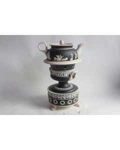 Tisanière grès jasperware Sarreguemines XIXe siècle