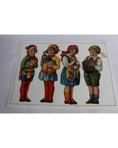 Quatre anciennes images chromo relief enfants