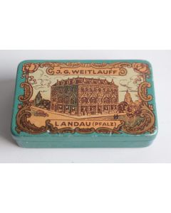 Boîte tôle lithographiée J.G. Weitlauff Landau Pfalz Allemagne