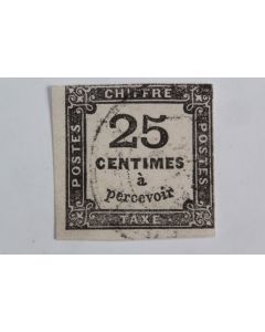 Timbre France Taxe 25c noir type I obl de province 1871-78