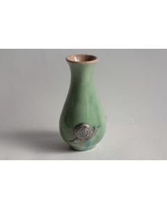 Vase céramique et étain Escargot Mougin Art Nouveau