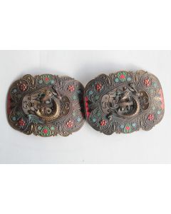 Boucle de ceinture Napoléon III dragons repoussé