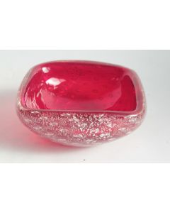 Murano Vide poche verre soufflé bullé Bullicante rouge argent