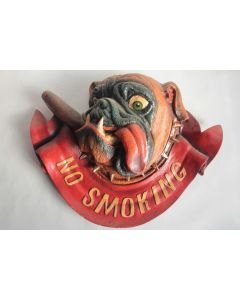 Enseigne Chien Bulldog au cigare No Smoking vintage