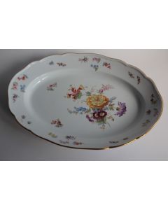 MEISSEN Plat porcelaine Fleurs Papillons XIXe siècle
