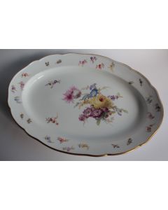 MEISSEN Plat porcelaine Fleurs Papillons XIXe siècle