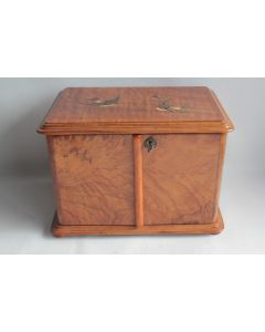 Coffret loupe de bois marqueterie Hirondelles Art Déco