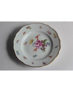 MEISSEN Assiette à dessert porcelaine Fleurs Papillons XIXe siècle