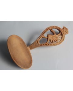 Cuillère à crème bois sculpté Oiseau Art populaire Suisse
