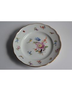 MEISSEN Assiette à dessert porcelaine Fleurs Papillons XIXe siècle