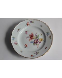 MEISSEN Assiette à dessert porcelaine Fleurs Papillons XIXe siècle