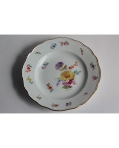 MEISSEN Assiette à dessert porcelaine Fleurs Papillons XIXe siècle