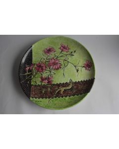 Plat porcelaine peinte H. Teysseire Art Nouveau