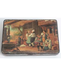 Boîte à tabac tôle peinte XIXe siècle Stobwasser