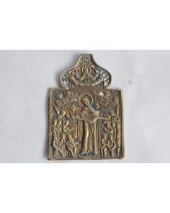 Icône bronze émaillé Protection de la Mère de Dieu Russie XIXe siècle