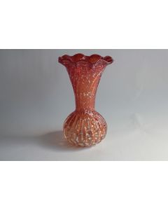 MURANO Vase verre rouge argent Barovier Toso