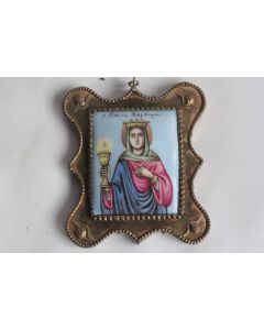 Icône orthodoxe Peinture miniature Sainte Barbe 