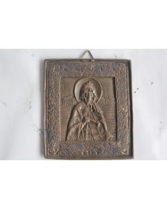 Icône bronze émaillé Saint Niphon Russie