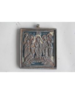 Petite icône de voyage métal émaillé Christ Déisis