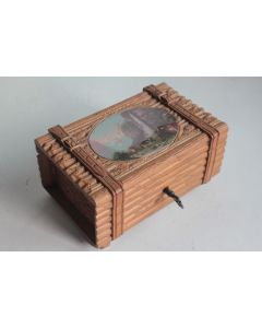 Boite bois peint paysage Souvenir Montagne Cascade Pissevache Suisse