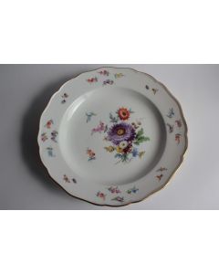 MEISSEN Assiette porcelaine Fleurs Papillons XIXe siècle