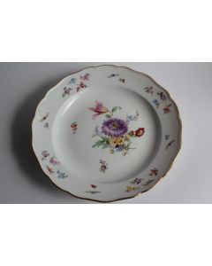MEISSEN Assiette porcelaine Fleurs Papillons XIXe siècle
